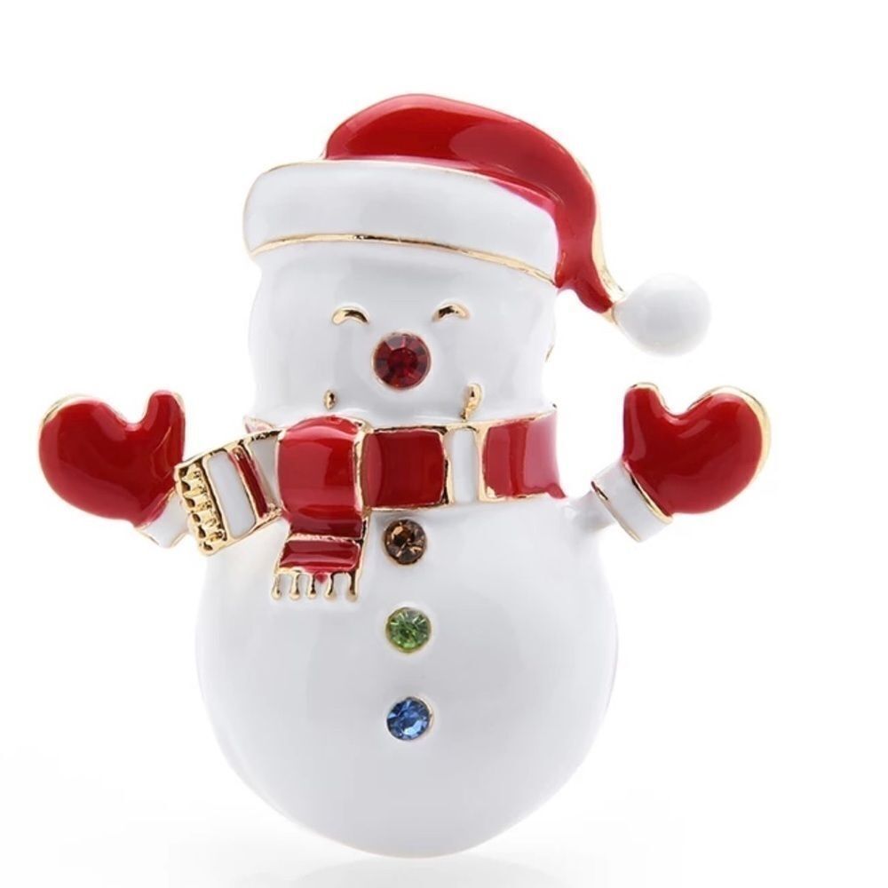‎ENAMEL SNOWMAN NECKLACE/BROOCH